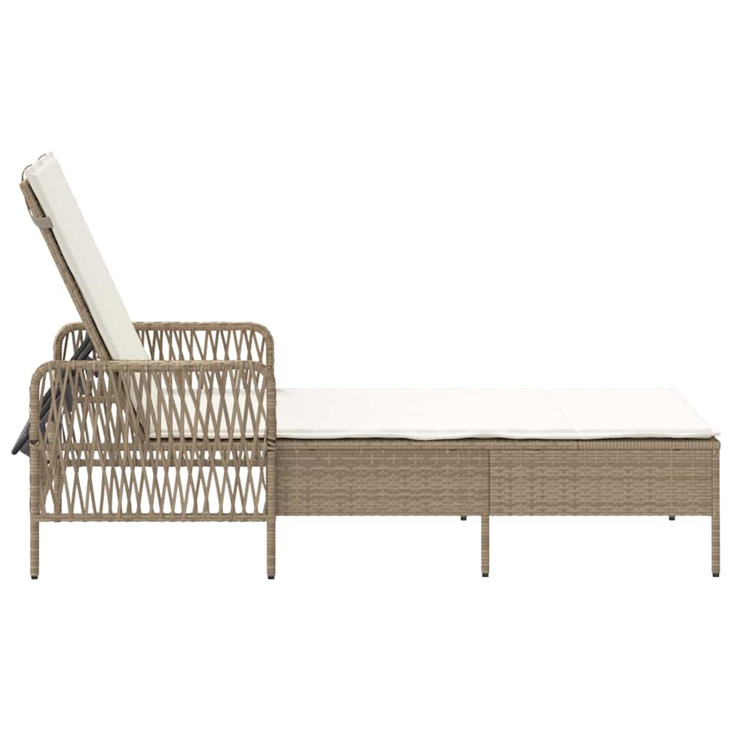 Sun lounger Reclining Beige 157 x 55 x 92cm Poly Rattan